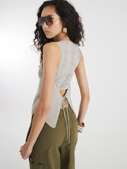 River Island Lace Back Crochet Waistcoat - Изображение 5 из 5