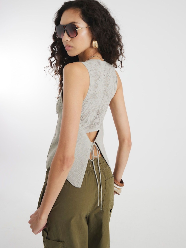 River Island Lace Back Crochet Waistcoat - Изображение 5 из 5