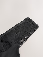 Black Thong Microfibre and Lace Knickers 2 Pack - Image 4 of 4