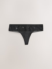 Black Thong Microfibre and Lace Knickers 2 Pack - Image 5 of 7