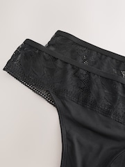Black Thong Microfibre and Lace Knickers 2 Pack - Image 6 of 7