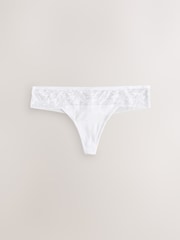 White Thong Microfibre and Lace Knickers 2 Pack - Image 2 of 5