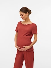 Mamalicious Red Maternity Co-ord Jersey Short Sleeve Top - Image 1 of 4