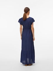 Mamalicious Blue Maternity Cap Sleeve Maxi Dress With Nursing Function - Image 3 of 6