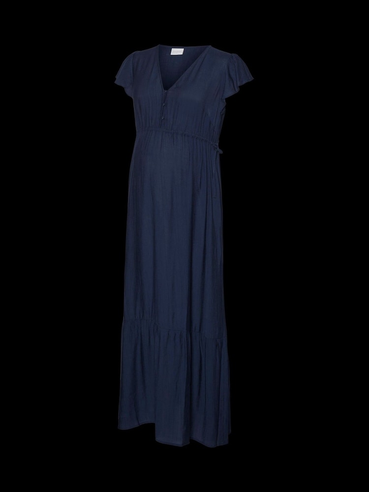 Mamalicious Blue Maternity Cap Sleeve Maxi Dress With Nursing Function - Image 6 of 6