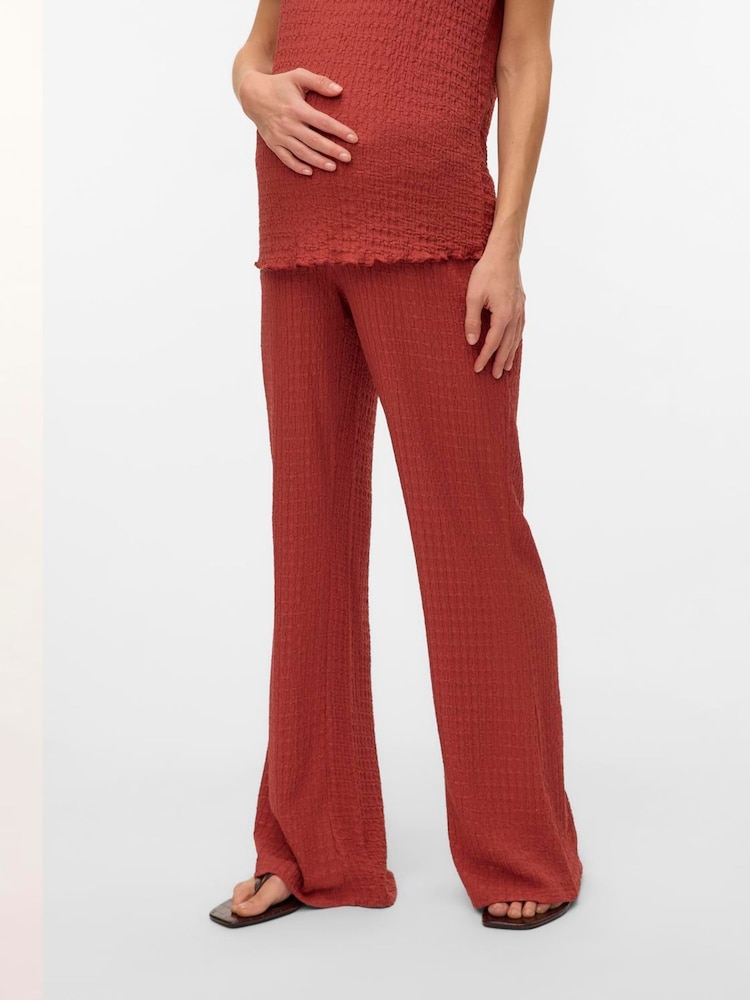 Mamalicious Red Maternity Co-Ord Jersey Flared Trousers - Image 1 of 4