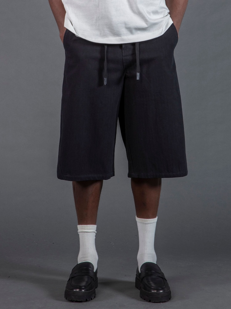 Черный - Religion Cargo Jort Herringbone 100% Cotton Shorts - Изображение 1 из 5