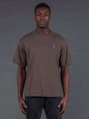 Religion Brown Oversized Heavy Block 100% Cotton T-Shirt - Image 1 of 3