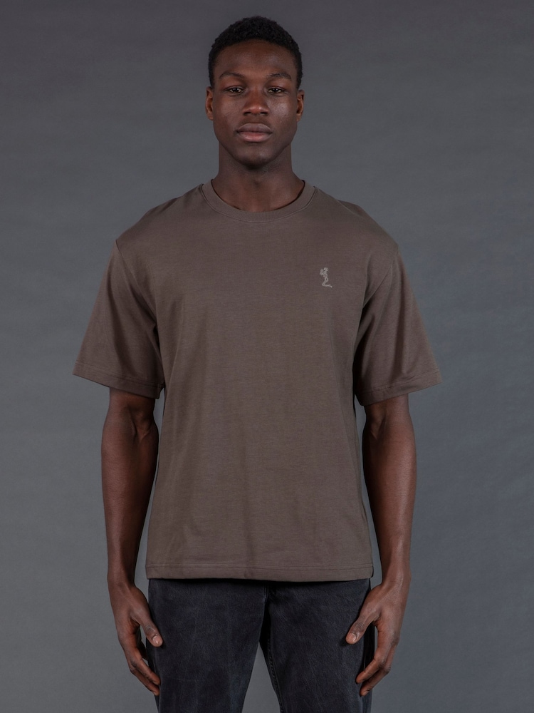 Religion Brown Oversized Heavy Block 100% Cotton T-Shirt - Image 1 of 3