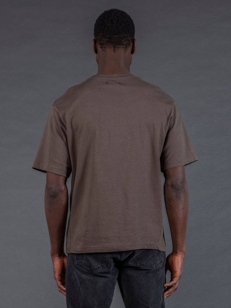 Religion Brown Oversized Heavy Block 100% Cotton T-Shirt - Image 2 of 3