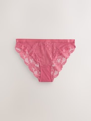 Rose/Light Pink High Leg Lace Knickers 2 Pack - Image 6 of 8