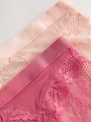 Rose/Light Pink High Leg Lace Knickers 2 Pack - Image 7 of 8
