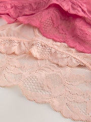 Rose/Light Pink High Leg Lace Knickers 2 Pack - Image 8 of 8