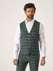 Skopes Green Tailored Fit Parker Single Breasted Check Suit Waistcoat - Image 1 of 4