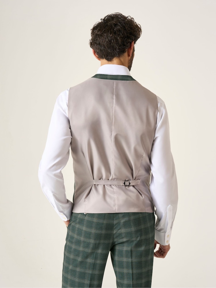 Skopes Green Tailored Fit Parker Single Breasted Check Suit Waistcoat - Image 2 of 4 Skopes Green Tailored Fit Parker Single Breasted Check Suit Waistcoat - Image 2 of 4