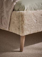 Oslo Faux Fur Light Natural Matson Upholstered Bed Frame - Image 5 of 10