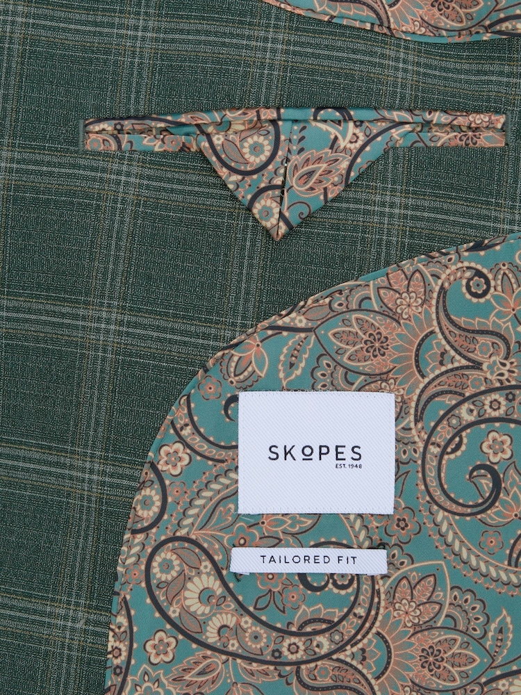 Skopes Dark grey Tailored Fit Parker Check Suit Jacket - Image 3 of 5