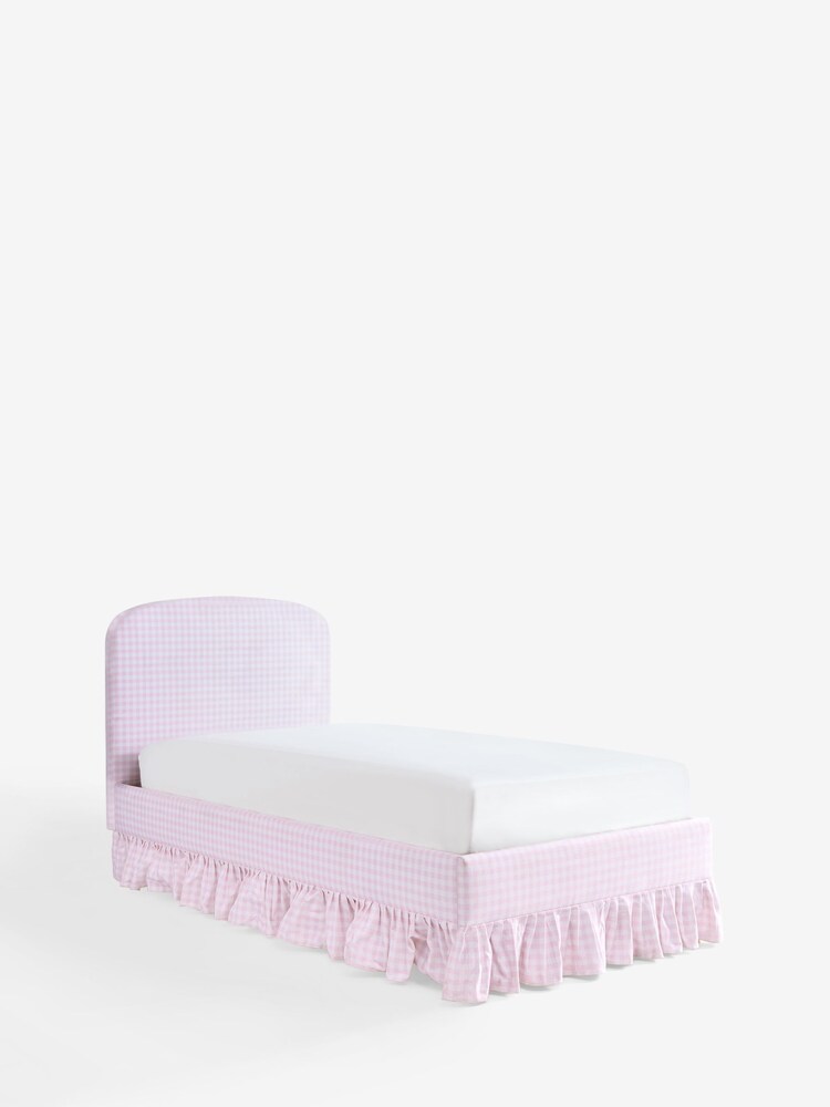 Opulent Velvet Gingham Pink Kids Matson Upholstered Single Bed - Image 1 of 4