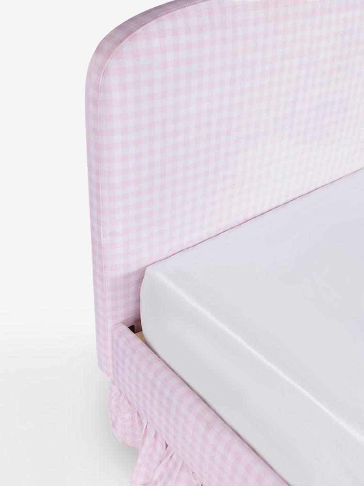 Opulent Velvet Gingham Pink Kids Matson Upholstered Single Bed - Image 8 of 8 Opulent Velvet Gingham Pink Kids Matson Upholstered Single Bed - Image 8 of 8