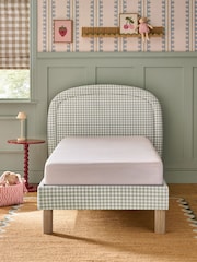 Opulent Velvet Gingham Sage Green Lucie Patterned Upholstered Single Bed Frame - Image 2 of 8