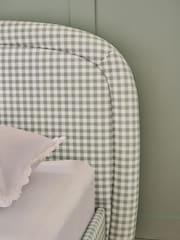 Opulent Velvet Gingham Sage Green Lucie Patterned Upholstered Single Bed Frame - Image 5 of 8