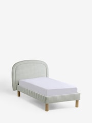 Opulent Velvet Gingham Sage Green Lucie Patterned Upholstered Single Bed Frame - Image 8 of 8