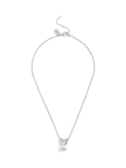 COACH Silver Tone Signature Heritage Butterfly Pearl Pendant Necklace - Image 1 of 4