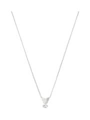 COACH Silver Tone Signature Heritage Butterfly Pearl Pendant Necklace - Image 2 of 4