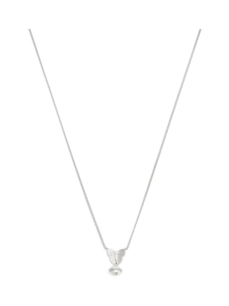 COACH Silver Tone Signature Heritage Butterfly Pearl Pendant Necklace - Image 2 of 4