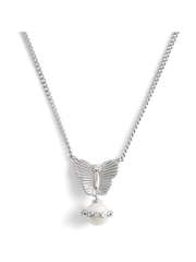 COACH Silver Tone Signature Heritage Butterfly Pearl Pendant Necklace - Image 3 of 4