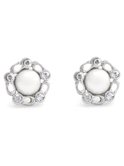 COACH Silver Tone Signature Heritage Pearl Stud Earrings - Image 2 of 3