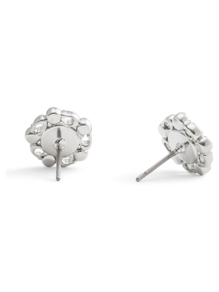 COACH Silver Tone Signature Heritage Pearl Stud Earrings - Image 3 of 3