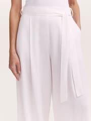 Finery White Athena Linen Blend Wide Leg Trousers - Image 3 of 5