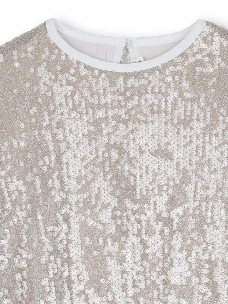 Billieblush Gold Bubble Hem Sequin Party Dress - Image 3 of 3 Billieblush Gold Bubble Hem Sequin Party Dress - Image 3 of 3