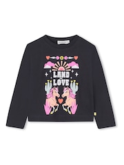 Billieblush Grey Unicorn Graphic Long Sleeve T-Shirt - Image 1 of 4