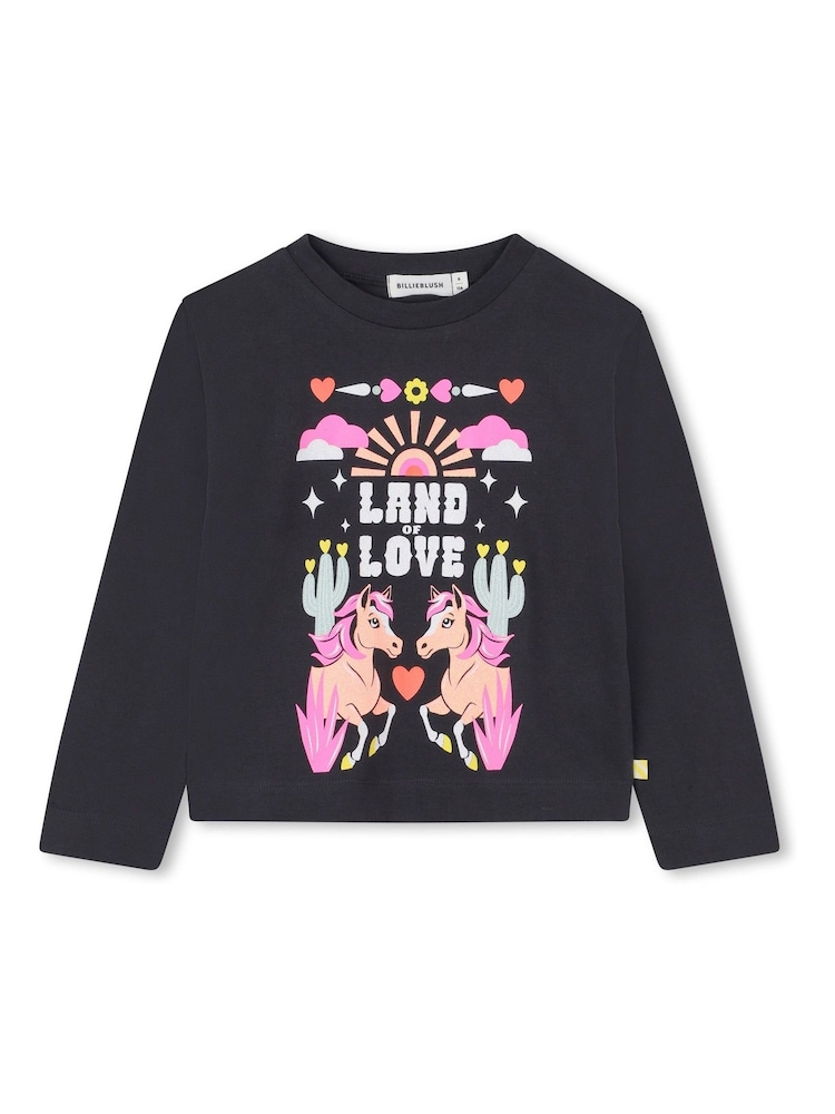 Billieblush Grey Unicorn Graphic Long Sleeve T-Shirt - Image 1 of 4