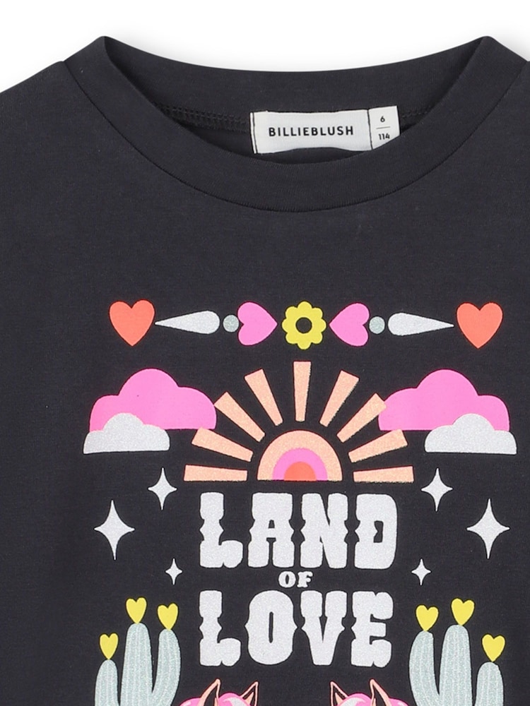 Billieblush Grey Unicorn Graphic Long Sleeve T-Shirt - Image 4 of 4