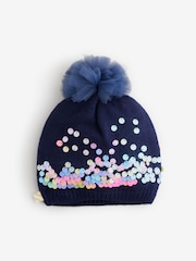 Blau - Billieblush Glitter Knitted Pom Hat - Bild 1 von 1