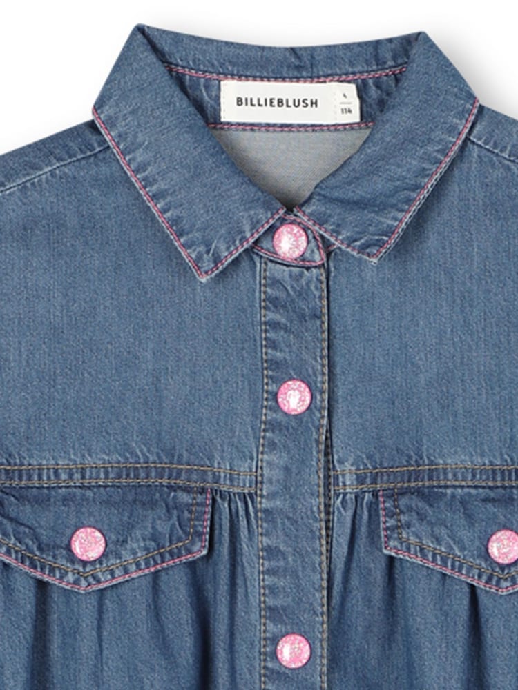 Billieblush Blue Long Sleeve Button Through Denim Dress - Image 7 of 7