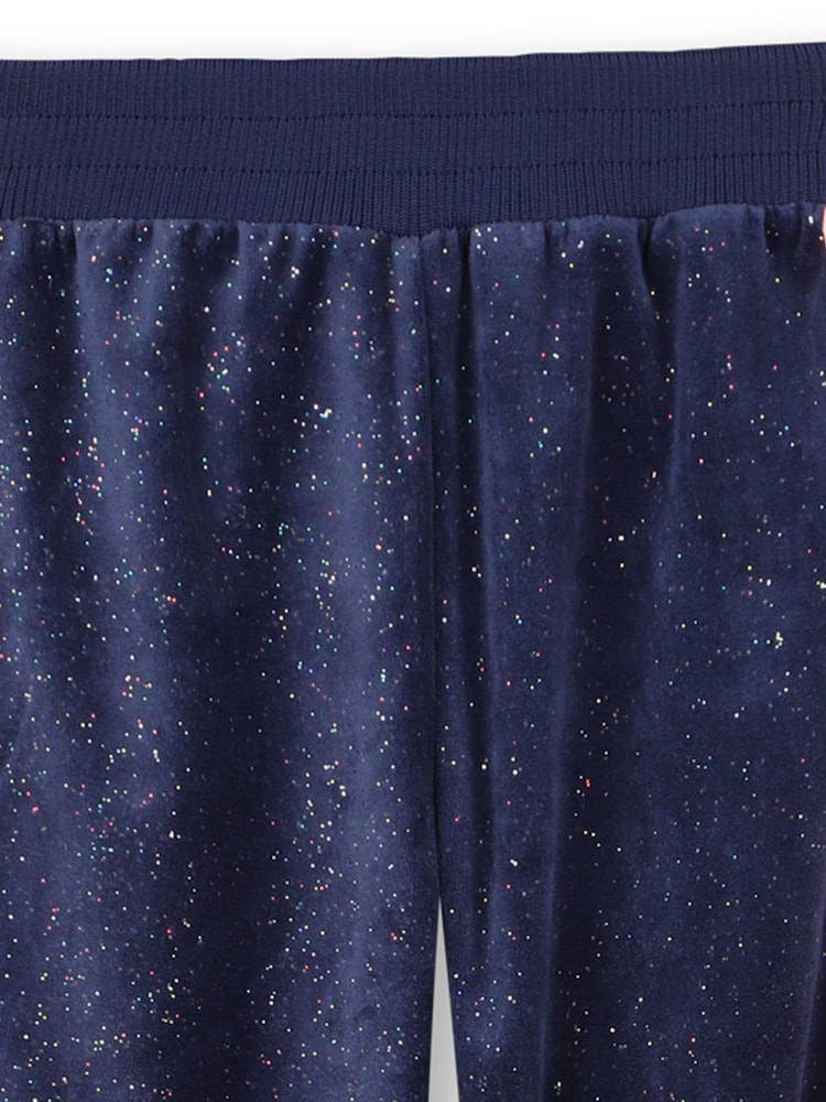 Billieblush Blue Velour Glitter Joggers With Contrast Stripe - Image 3 of 3 Billieblush Blue Velour Glitter Joggers With Contrast Stripe - Image 3 of 3