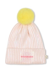 Billieblush Pink Iridescent Sparkle Logo Knitted Pom Hat - Image 1 of 9