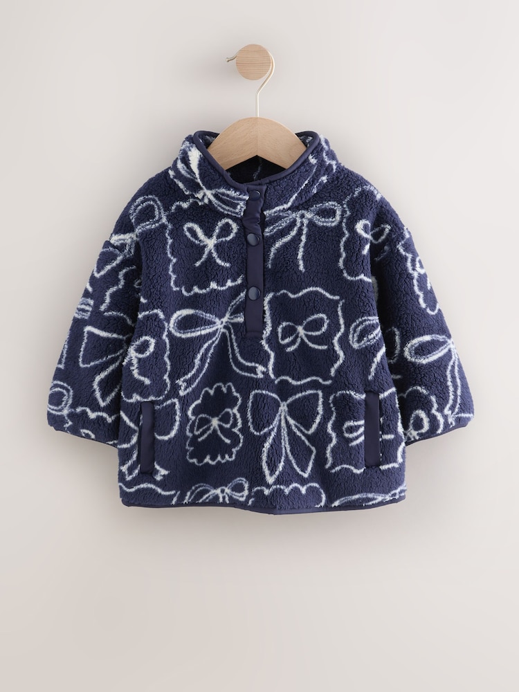 Marineblau Schleife - Half Popper Fleece (3mths-7yrs) - Bild 1 von 4