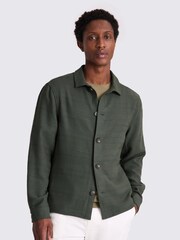 MOSS Green Knit Striped Overshirt - Image 1 of 4
