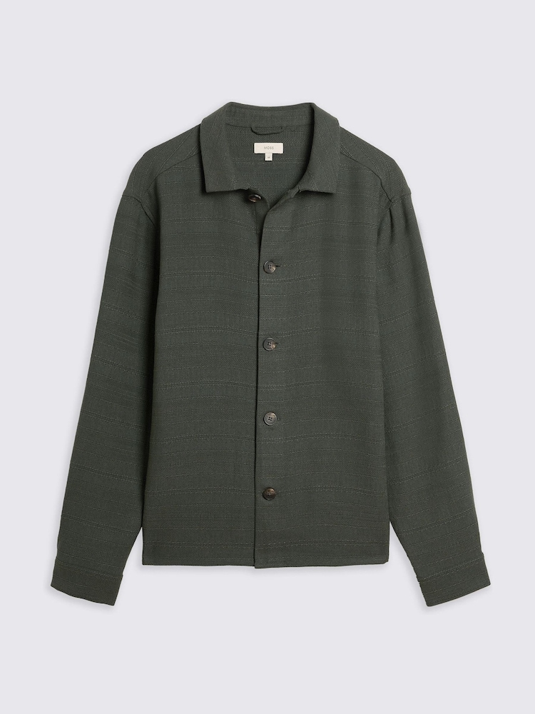 MOSS Green Knit Striped Overshirt - Image 4 of 4