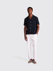 MOSS Blue Cuban Collar 100% Linen Shirt - Image 2 of 4