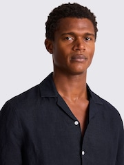 MOSS Blue Cuban Collar 100% Linen Shirt - Image 3 of 4
