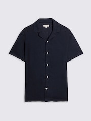 MOSS Blue Cuban Collar 100% Linen Shirt - Image 4 of 4