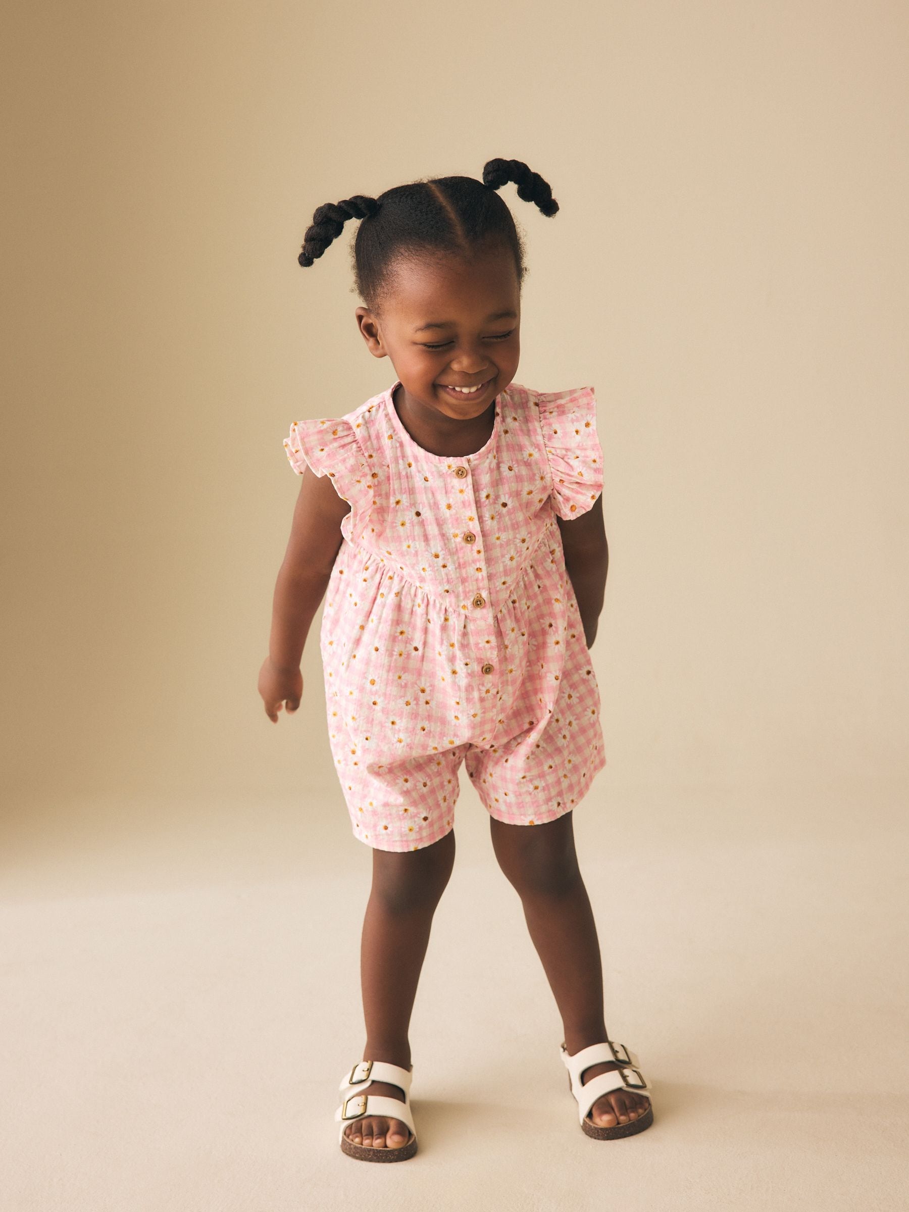 Family Factor – Summer Break Buy Pink Gingham Floral Flutter Sleeve Playsuit (3mths-7yrs) from