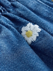 Mid Blue Daisy Embroidered Denim Shorts (3mths-7yrs) - Image 7 of 8
