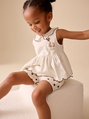 Ecru/Chocolate Brown Spot Blouse and Short Set (3mths-7yrs) - Image 1 of 9